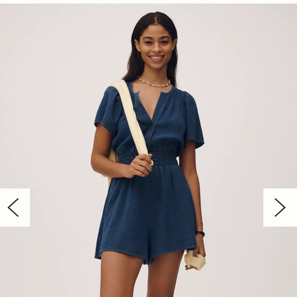 Chic Blue Jean Romper by Anthropologie – Brand New, Never Worn!